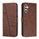 Samsung Galaxy A13 5G Stitching Calf Texture Buckle Leather Phone Case - Brown