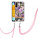 Samsung Galaxy A13 5G Flowers Series TPU Phone Case with Lanyard - Purple Peony