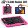iPad 10.2 2021 / 2020 / 2019 Silicone + PC Tablet Case with Shoulder Strap - Rose Red+Black