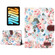 iPad mini 6 Flowers Cloth Pattern Horizontal Flip Leather Tablet Case with Sleep / Wake-up Function & Holder & Card Slots & Wallet - White