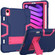 iPad mini 6 Contrast Color Robot Shockproof Silicone + PC Protective Tablet Case with Holder & Pen Slot - Navy Blue Rose Red