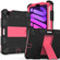 iPad mini 6 Two-Color Robot Shockproof Silicone + PC Protective Tablet Case with Holder & Pen Slot - Black + Rose Red