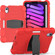 iPad mini 6 3-Layer Protection Screen Frame + PC + Silicone Shockproof Combination Tablet Case with Holder - Red+Black
