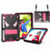 iPad mini 6 Spider Texture Silicone Hybrid PC Tablet Case with Shoulder Strap - Black + Rose Red