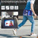 iPad mini 6 Spider Texture Silicone Hybrid PC Tablet Case with Shoulder Strap - Navy Blue + Blue