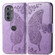 Motorola Edge 2022 Butterfly Love Flower Embossed Flip Leather Phone Case - Light Purple