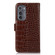 Motorola Edge 2022 Crocodile Top Layer Cowhide Leather Phone Case - Brown