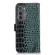 Motorola Edge 2022 Crocodile Top Layer Cowhide Leather Phone Case - Green
