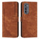 Motorola Edge 2022 Skin Feel Stripe Pattern Leather Phone Case with Lanyard - Brown