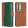 Motorola Moto Edge+ 2022/Edge 30 Pro Contrast Color Side Buckle Leather Phone Case - Light Brown + Green
