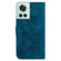 OnePlus 10R / Ace Lily Embossed Leather Phone Case - Dark Blue