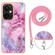 OnePlus Nord CE 3 Electroplating Marble Dual-side IMD Phone Case with Lanyard - Pink 013