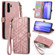 Xiaomi Redmi Note 8 Pro Geometric Zipper Wallet Side Buckle Leather Phone Case - Pink