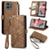 Xiaomi Redmi Note 12 5G Geometric Zipper Wallet Side Buckle Leather Phone Case - Brown