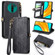 Xiaomi Redmi 9 Geometric Zipper Wallet Side Buckle Leather Phone Case - Black