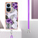 OPPO Reno10 5G Global Electroplating IMD TPU Phone Case with Lanyard - Purple Flower