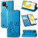 OPPO Realme C21Y Four-leaf Clasp Embossed Leather Case with Lanyard & Card Slot & Wallet & Holder - Blue