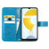 OPPO Realme C21Y Four-leaf Clasp Embossed Leather Case with Lanyard & Card Slot & Wallet & Holder - Blue