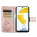 OPPO Realme C21Y Four-leaf Clasp Embossed Leather Case with Lanyard & Card Slot & Wallet & Holder - Rose Gold