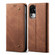 OPPO Reno10 Global / Reno10 Pro Global Denim Texture Casual Style Horizontal Flip Leather Case - Brown