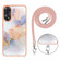 OPPO Reno8 T 4G Electroplating IMD TPU Phone Case with Lanyard - White Marble