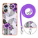OPPO A17 Electroplating IMD TPU Phone Case with Lanyard - Purple Flower