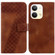 OPPO Reno9 Pro 7-shaped Embossed Leather Phone Case - Brown