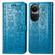 OPPO Reno10 Global / 10 Pro Global Cat and Dog Embossed Leather Phone Case - Blue