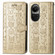 OPPO Reno10 Global / 10 Pro Global Cat and Dog Embossed Leather Phone Case - Gold