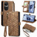 OPPO Reno10 / 10 Pro Global Geometric Zipper Wallet Side Buckle Leather Phone Case - Brown