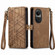 OPPO Reno10 / 10 Pro Global Geometric Zipper Wallet Side Buckle Leather Phone Case - Brown
