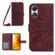 OPPO A58 5G/A78 5G HT04 Skin Feel Sun Flower Embossed Flip Leather Phone Case with Lanyard - Wine Red