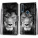 Alcatel 1SE - 2020 Coloured Drawing Cross Texture Horizontal Flip PU Leather Case with Holder & Card Slots & Wallet & Lanyard - Black White Lion Head
