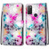Alcatel 1S - 2021 Coloured Drawing Cross Texture Horizontal Flip PU Leather Case with Holder & Card Slots & Wallet & Lanyard - Gradient Colorful Flower