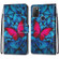 Alcatel 1S - 2021 Coloured Drawing Cross Texture Horizontal Flip PU Leather Case with Holder & Card Slots & Wallet & Lanyard - Blue Red Butterfly
