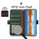 Alcatel 1S 2021 KHAZNEH Side-Magnetic Litchi Genuine Leather RFID Phone Case - Green