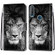 Alcatel 1S - 2020 / 3L - 2020 Coloured Drawing Cross Texture Horizontal Flip PU Leather Case with Holder & Card Slots & Wallet & Lanyard - Black White Lion Head