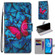 Alcatel 1S - 2020 / 3L - 2020 Coloured Drawing Cross Texture Horizontal Flip PU Leather Case with Holder & Card Slots & Wallet & Lanyard - Blue Red Butterfly Alcatel 1S - 2020 / 3L - 2020 Coloured Drawing Cross Texture Horizontal Flip PU Leather Case with Holder & Card Slots & Wallet & Lanyard - Blue Red Butterfly