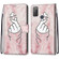 Alcatel 3L 2021 Coloured Drawing Cross Texture Horizontal Flip PU Leather Case with Holder & Card Slots & Wallet & Lanyard - Pink Hands Heart