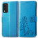 T-Mobile REVVL V+ 5G Four-leaf Clasp Embossed Buckle Mobile Phone Protection Leather Case with Lanyard & Card Slot & Wallet & Bracket Function - Blue