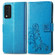 T-Mobile REVVL V+ 5G Four-leaf Clasp Embossed Buckle Mobile Phone Protection Leather Case with Lanyard & Card Slot & Wallet & Bracket Function - Blue T-Mobile REVVL V+ 5G Four-leaf Clasp Embossed Buckle Mobile Phone Protection Leather Case with Lanyard & Card Slot & Wallet & Bracket Function - Blue