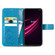 T-Mobile REVVL V+ 5G Four-leaf Clasp Embossed Buckle Mobile Phone Protection Leather Case with Lanyard & Card Slot & Wallet & Bracket Function - Blue T-Mobile REVVL V+ 5G Four-leaf Clasp Embossed Buckle Mobile Phone Protection Leather Case with Lanyard & Card Slot & Wallet & Bracket Function - Blue