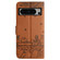 Google Pixel 8 Pro Cat Embossing Pattern Leather Phone Case with Lanyard - Brown