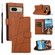 Google Pixel 8 PU Genuine Leather Texture Embossed Line Phone Case - Brown