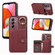 Samsung Galaxy A14 4G / 5G Brushed Texture Wallet Ring Holder Phone Case - Dark Red