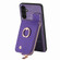 Samsung Galaxy A14 4G/5G Cross Leather Ring Vertical Zipper Wallet Back Phone Case - Purple