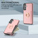 Samsung Galaxy A14 4G/5G Ring Card Litchi Leather Back Phone Case - Pink