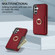 Samsung Galaxy A14 4G/5G Ring Card Litchi Leather Back Phone Case - Red