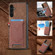 Samsung Galaxy A54 5G Denim Texture Leather Skin Phone Case with Card Slot - Brown