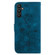 Samsung Galaxy A54 5G Lily Embossed Leather Phone Case - Dark Blue